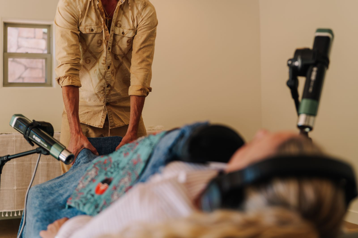An in-suite massage setup at The Joy